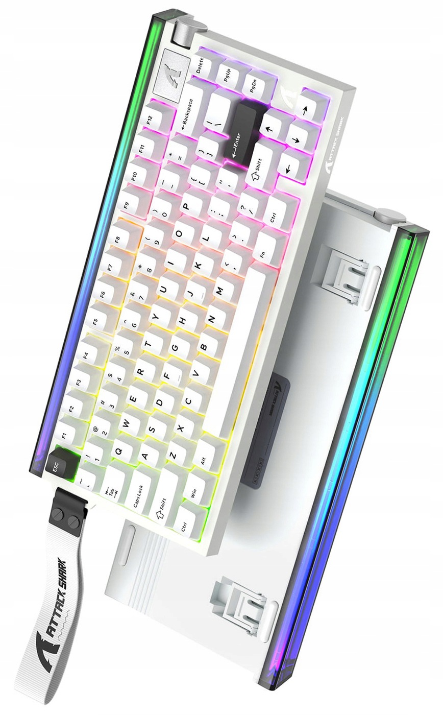 Biała klawiatura magnetyczna Attack Shark R85 HE z panelem świetlnym Lightbox RGB.